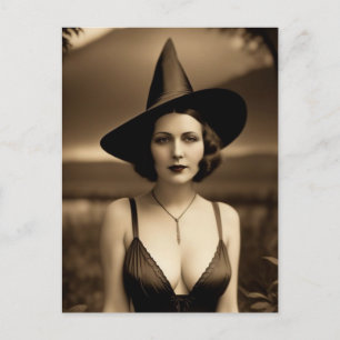 Cartão postal da Bruxa do Halloween Assombrado