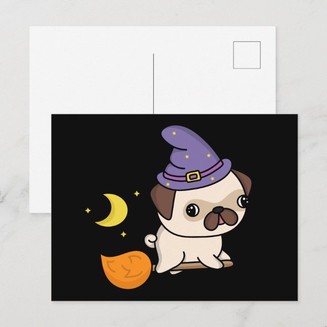 Cartão postal da bruxa Puggy (Frente/Verso)