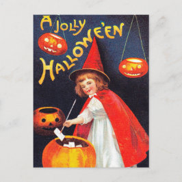 Cartão postal da bruxa Vintage Halloween