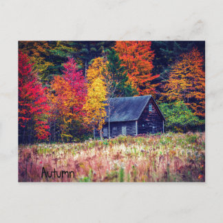 Cartão postal da Cabana Autumn Woods