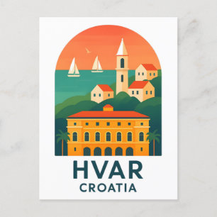 Cartão postal da Cidade Antiga da Ilha Hvar - Expl