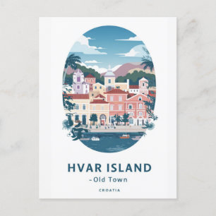 Cartão postal da Cidade Antiga da Ilha Hvar - Expl