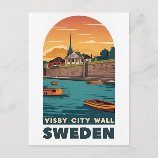 Cartão Postal da Cidade Antiga de Visby – C Retro  (Frente)