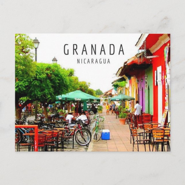 Cartão postal da cidade colonial de Granada Nicará (Frente)