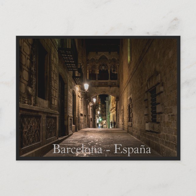 Cartão postal da cidade de Barcelona, Espanha (Frente)