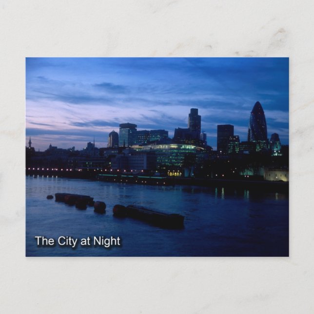 Cartão postal da Cidade de Londres à noite (Frente)