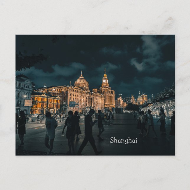 Cartão postal da cidade noturna de Xangai (Frente)