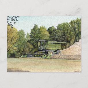 Cartão postal da colheita de colheitadeira
