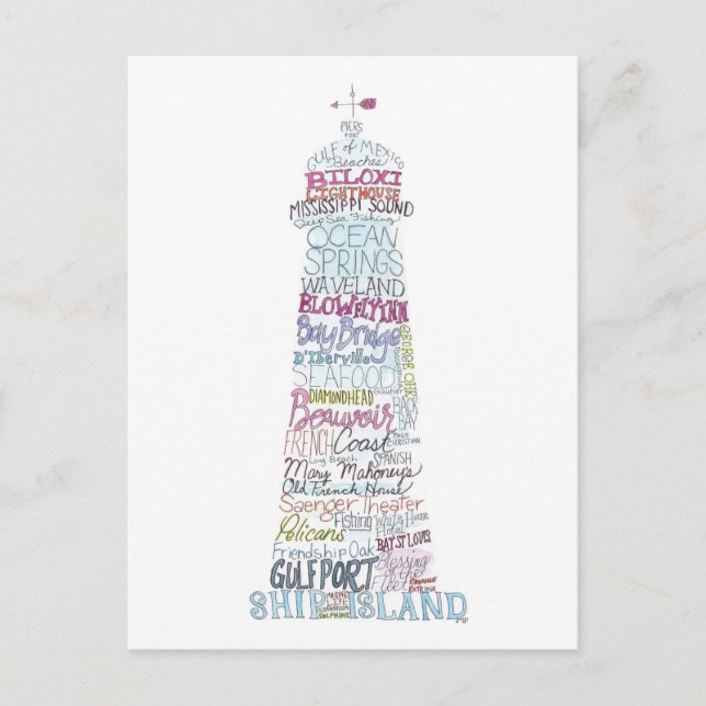Cartão postal da Costa do Golfo de Mississippi (Frente)