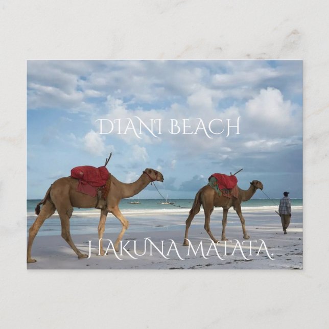 Cartão Postal “Da Costa do Quênia com Amor – Praia de Diani” (Frente)