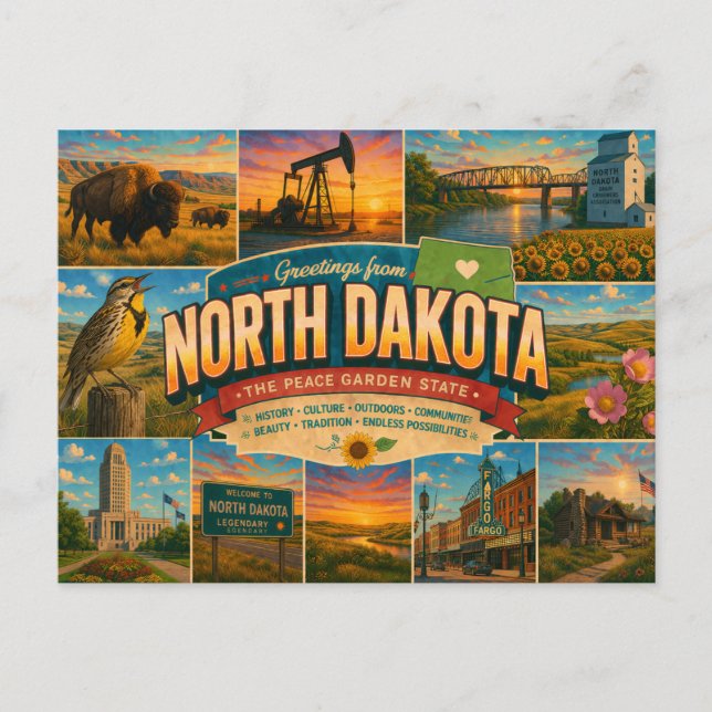 Cartão Postal da Dakota do Norte (Frente)