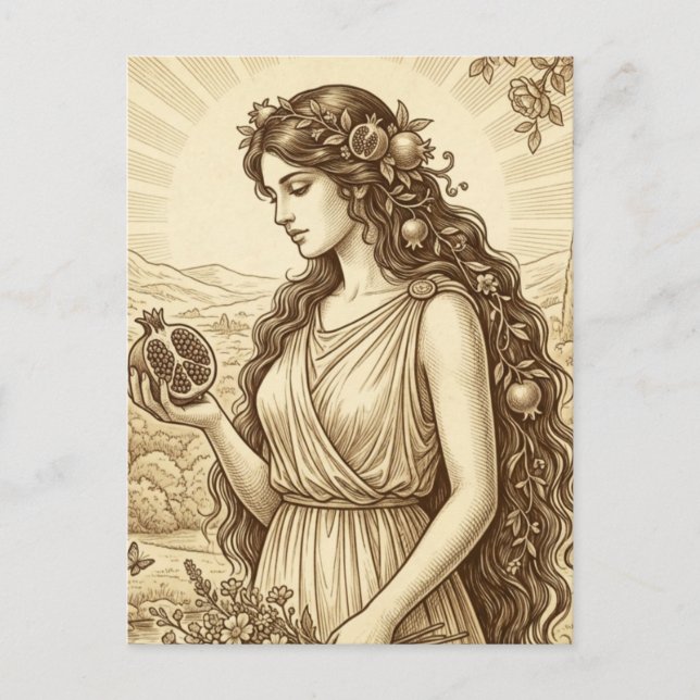 Cartão postal da deusa grega Perséfone (Frente)
