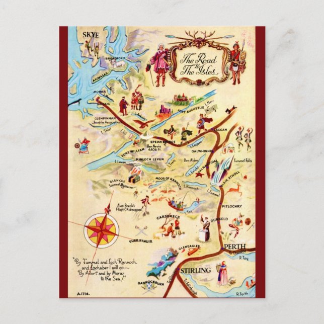 Cartão postal da Estrada para as Ilhas da Escócia (Frente)