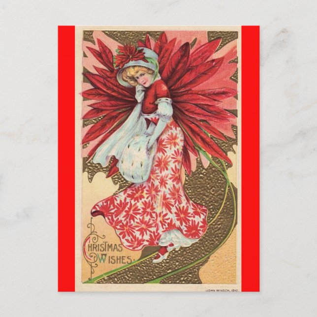 cartão postal da fada de natal victoriana (Frente)