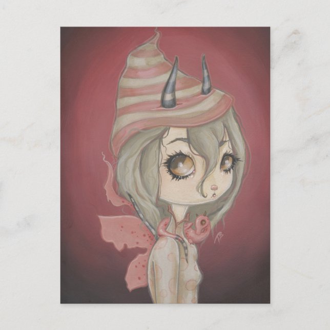 Cartão postal da fada dragão rosa (Frente)