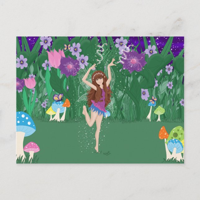 Cartão postal da Fada Flor Dançarina Jen (Frente)
