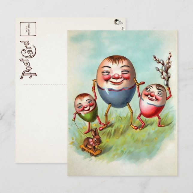 Cartão postal da família de ovos de Páscoa vitoria (Frente/Verso)
