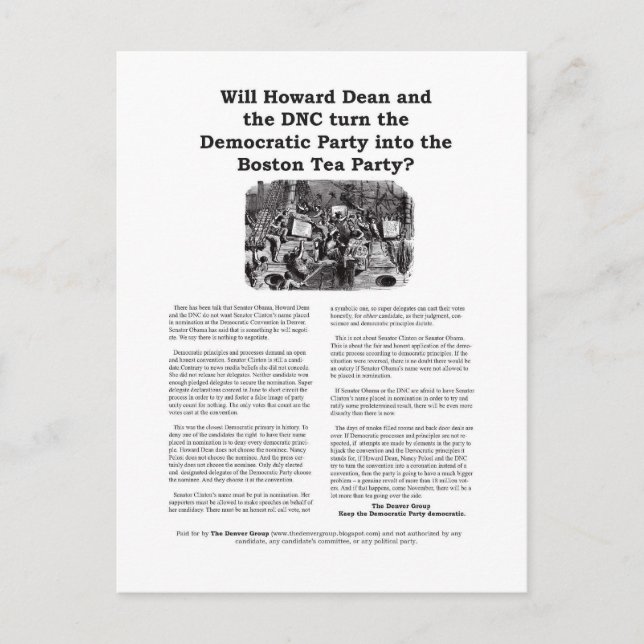 Cartão postal da festa do chá de Boston - versão 2 (Frente)