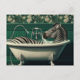 Cartão postal da Funny Bathtub Zebra