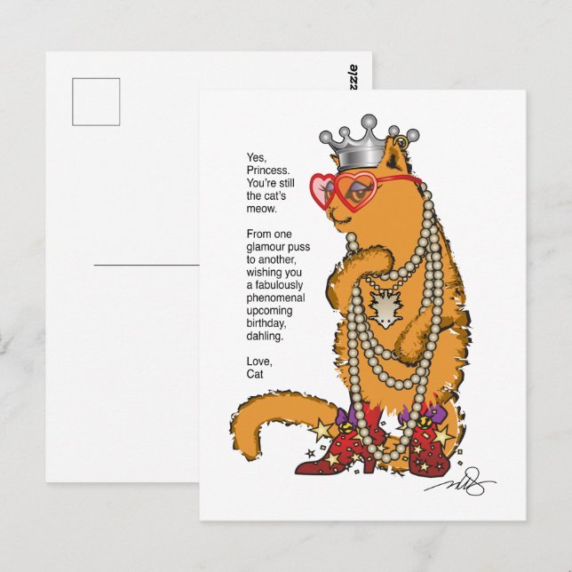 Cartão postal da gata glamorosa (Frente/Verso)