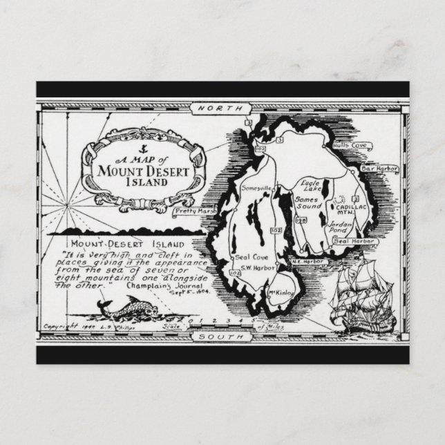 Cartão Postal da Ilha Mt Desert (Frente)