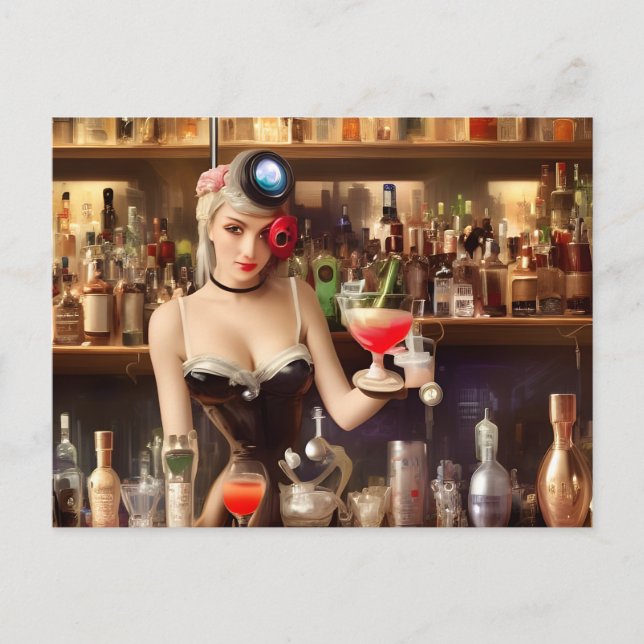 Cartão postal da loira do barman de IA (Frente)