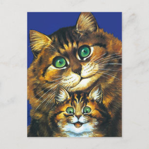 CARTÃO POSTAL DA MÃE GATA E FILHOTE DE LOUIS WAIN