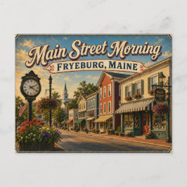 Cartão postal da manhã da Main Street Fryeburg Mai