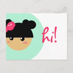 cartão postal da menina kawaii   papelaria