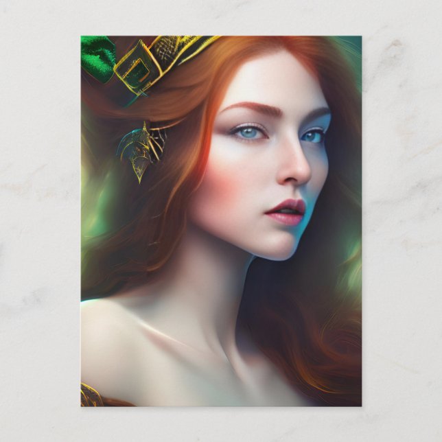 Cartão Postal da Mulher de Cabelo Ruivo (Frente)
