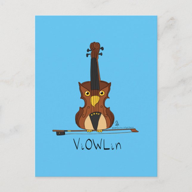 Cartão postal da música ViOWLin Violin Owl (Frente)