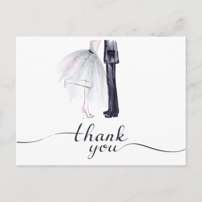 Cartão postal da Noiva & Groom Dance "Obrigado" (Frente)