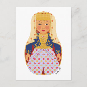 Cartão Postal da Noiva Turca Matryoshka