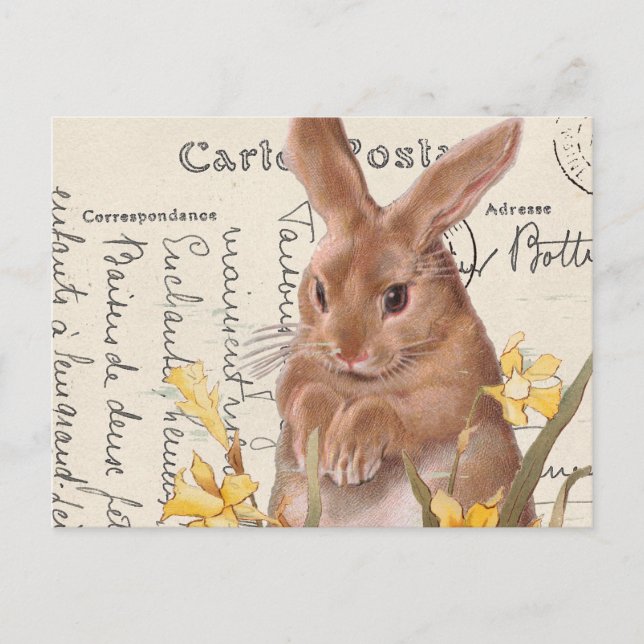 Cartão postal da Páscoa francesa Vintage Bunny Daf (Frente)