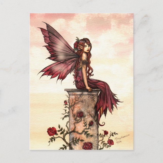 Cartão Postal da Pequena Fada Rosa Escarlate (Frente)