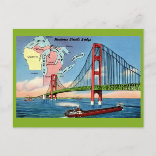 Cartão postal da ponte da Ilha Mackinac