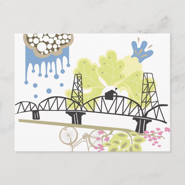 Cartão postal da ponte Hawthorne Portland (Frente)