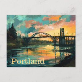 Cartão postal da ponte sobre o rio Sunset Portland