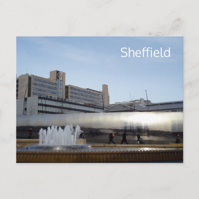 Cartão postal da praça Sheaf de Sheffield (Frente)