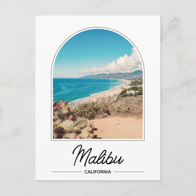 Cartão Postal da Praia de Malibu na Califórnia (Frente)