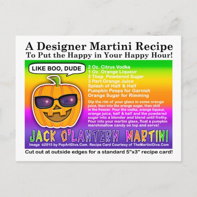 Cartão postal da receita do coquetel de Halloween  (Frente)