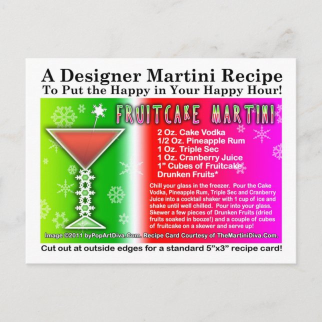 Cartão postal da receita do Martini de Natal Fruit (Frente)
