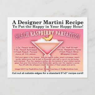 Cartão postal da receita do Martini Parfait de Pês