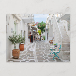 Cartão postal da rua comercial de Parikia em Paros
