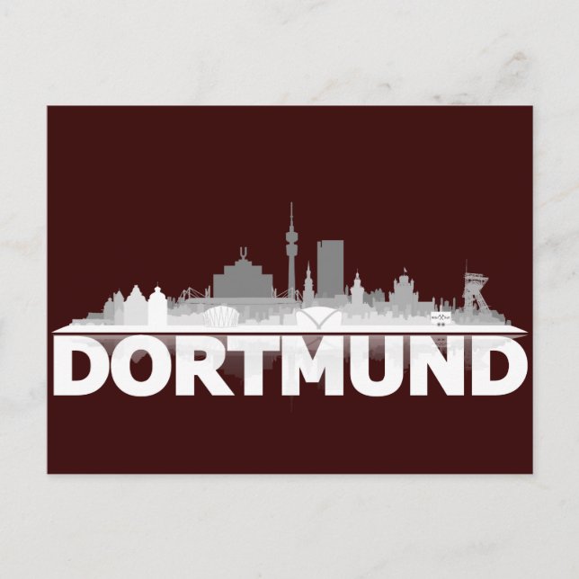 Cartão postal da silhueta da cidade de Dortmund (Frente)