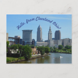 Cartão postal da silhueta de Cleveland Ohio (texto