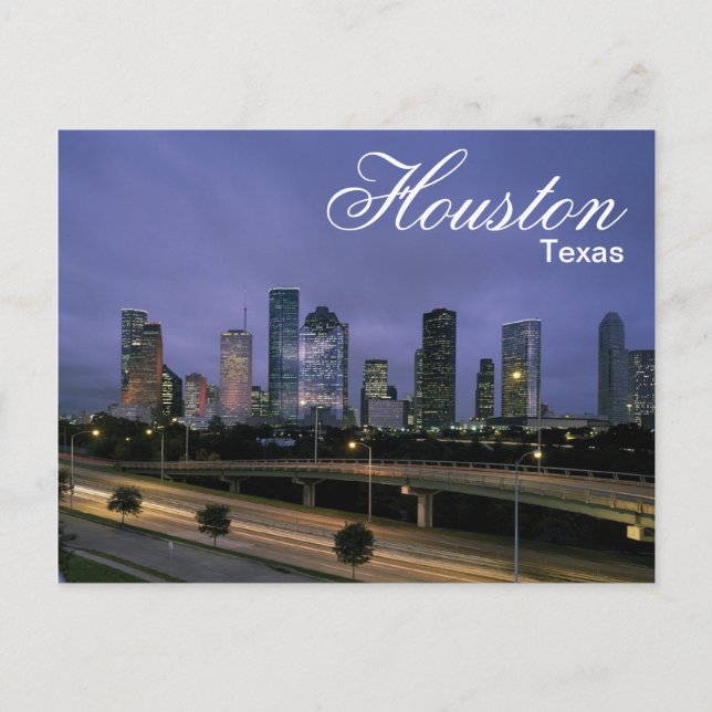 Cartão Postal da Silhueta de Houston Texas (Frente)