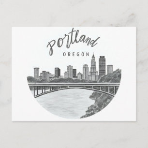 Cartão Postal da Silhueta de Portland Oregon