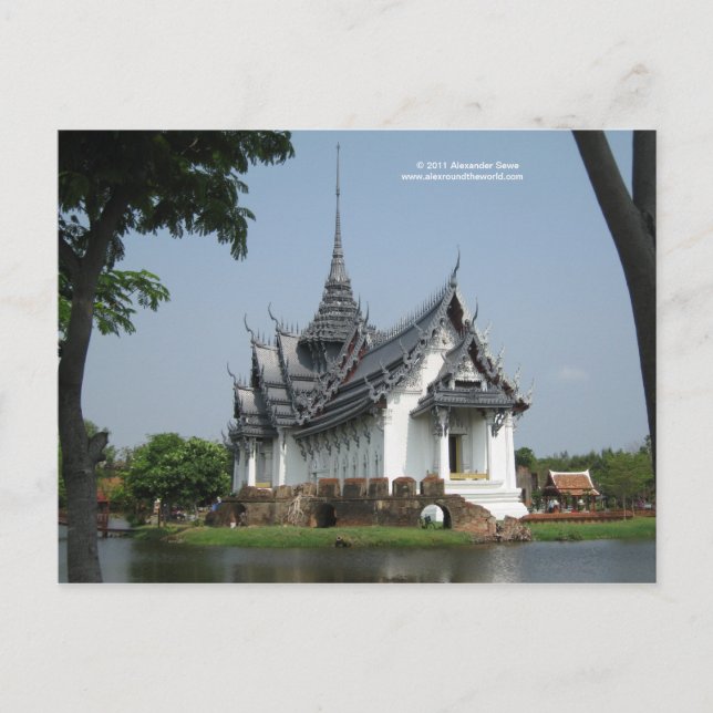 Cartão postal da Tailândia com imagem de templo (Frente)