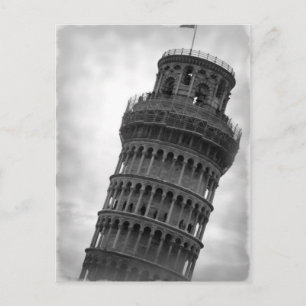 Cartão postal da Torre de Pisa preto e branco